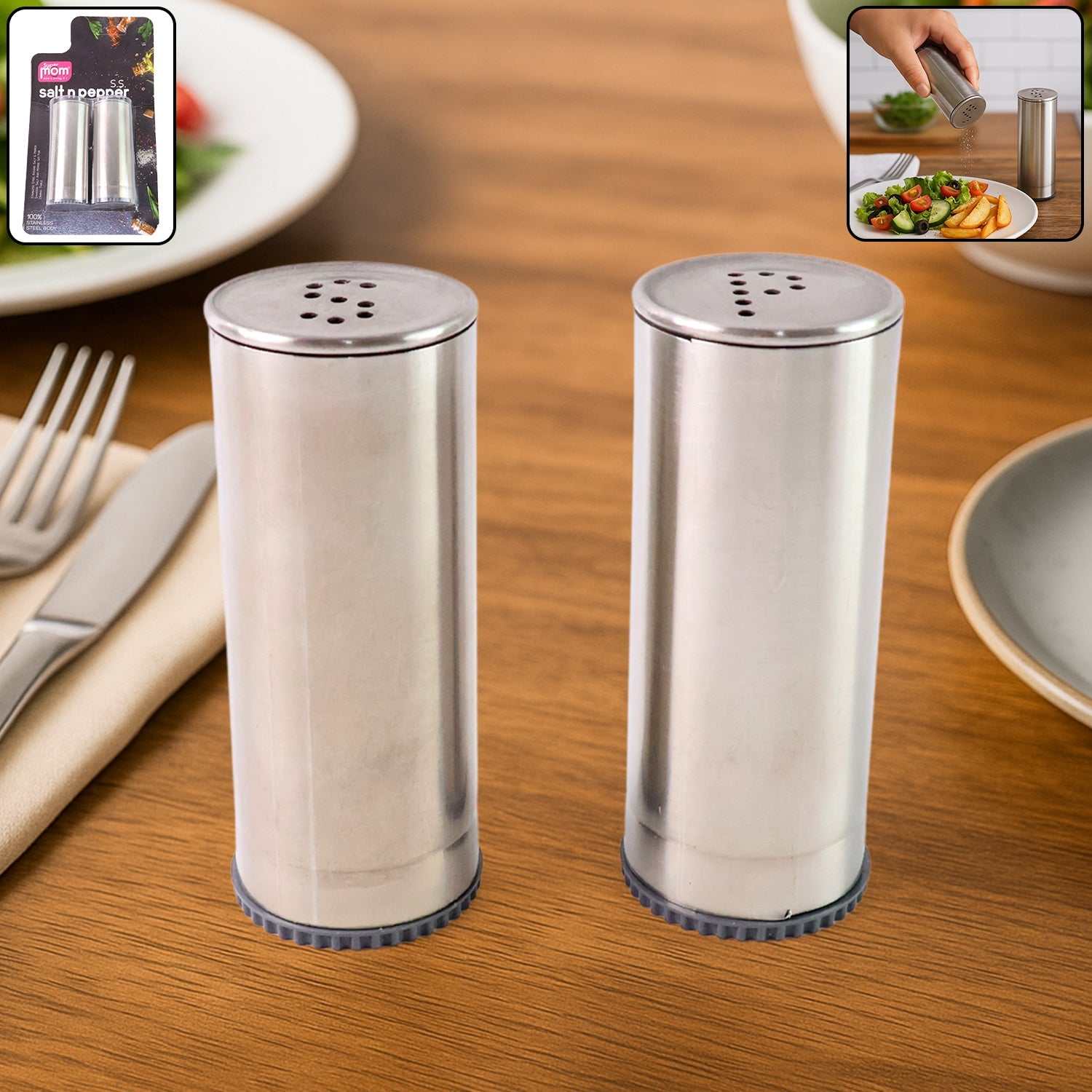 Stainless Steel Salt and Pepper Shaker Set Stainless Steel Salt and Pepper Shaker Set